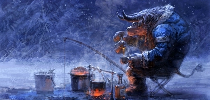 Big video games winter snow world of warcraft tauren fantasy art fishing artwork yaorenwo 1440x900 wa www.wallpapermay.com 19